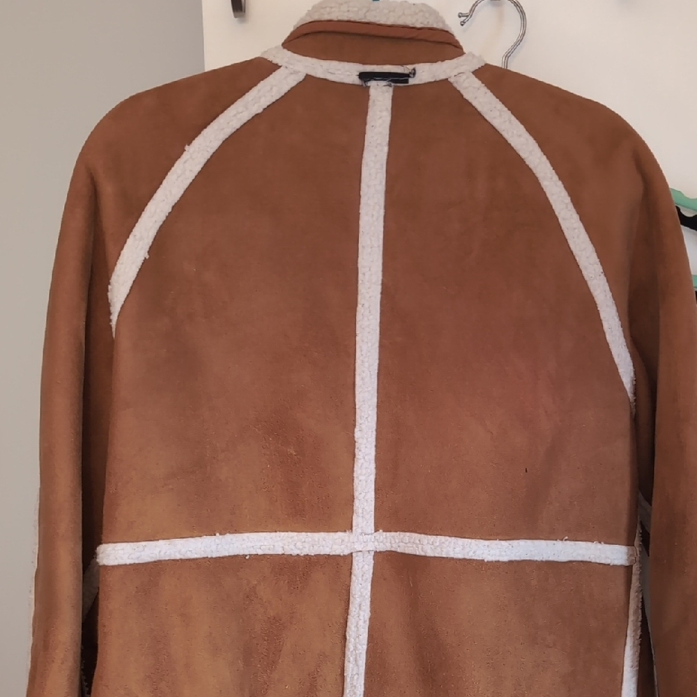 Source Unknown Brown Teddy Jacket With Cream Acce… - image 3